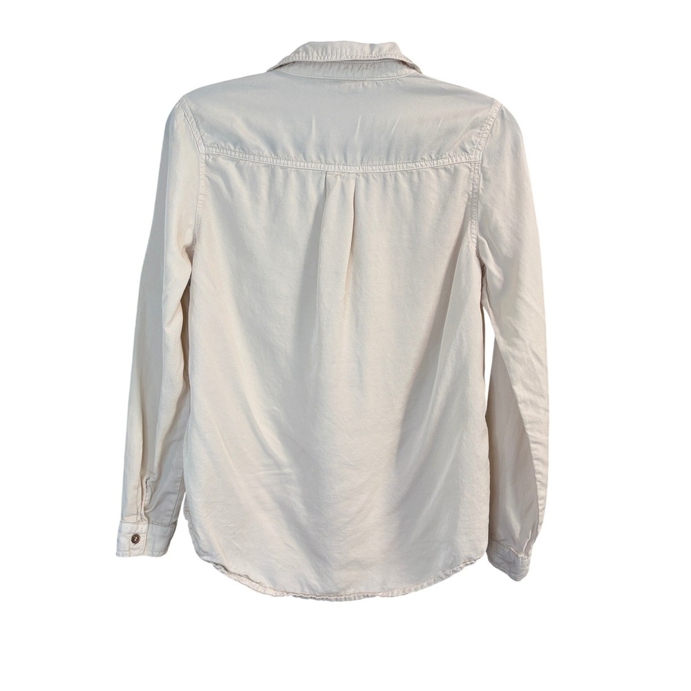 Love Tree Cream Button Down Shirt Womens Small Tencel Long Sleeve Utility Blouse - Picture 4 of 4